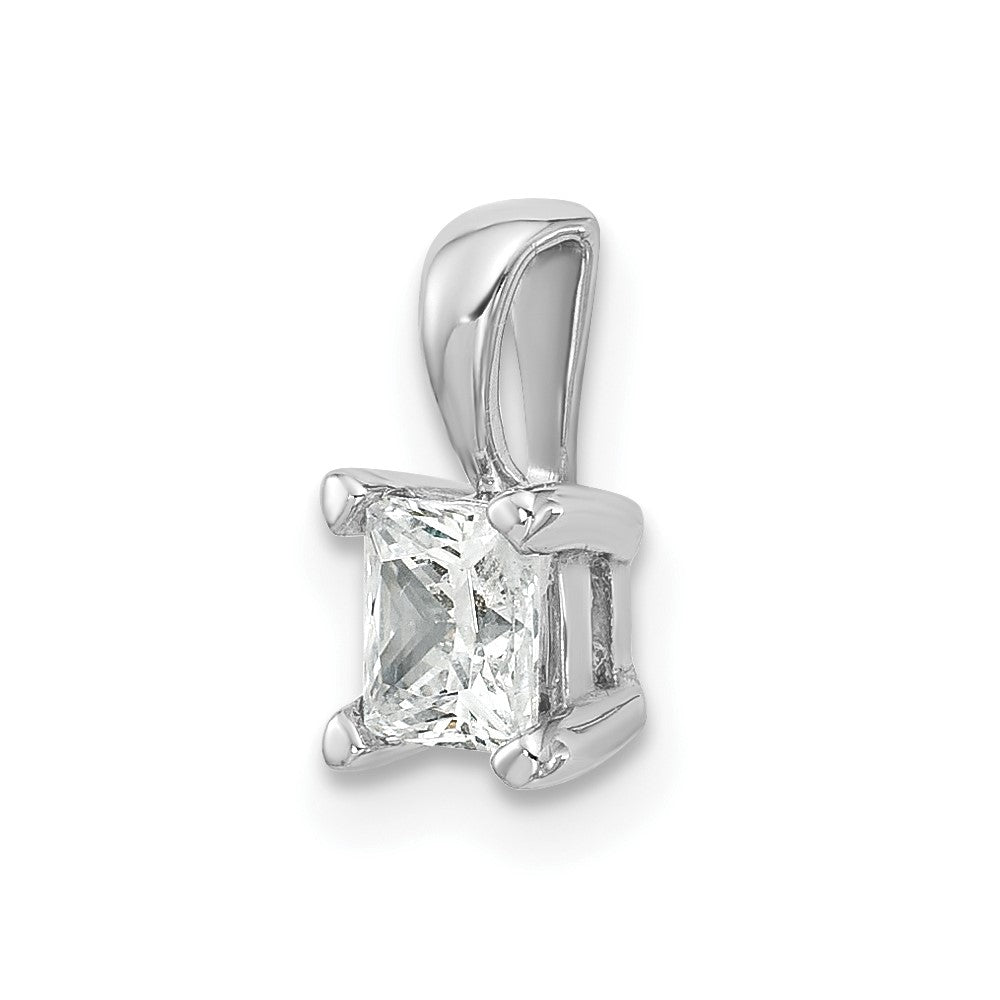 14K Weißgold Anhänger mit 0,5 ct. zertifiziertem, im Labor gezüchtetem Diamant VS/SI+ G+ im Princess-Schliff mit Vierzacken-Fassung