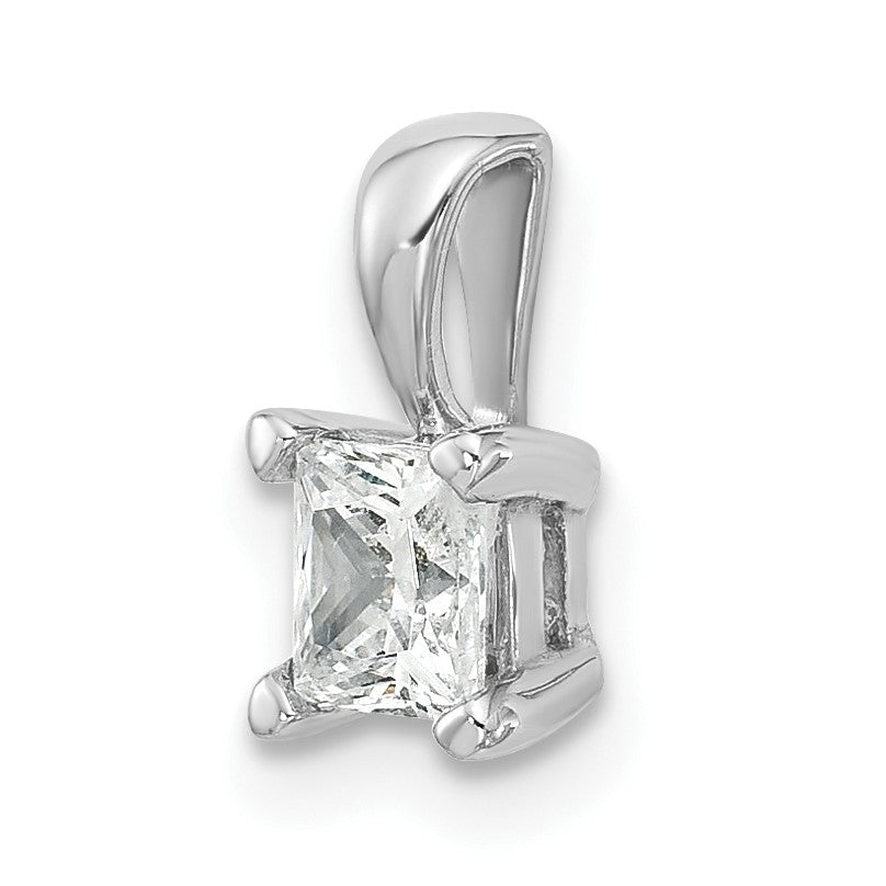 14K Weißgold Anhänger mit 0,5 ct. zertifiziertem, im Labor gezüchtetem Diamant VS/SI+ G+ im Princess-Schliff mit Vierzacken-Fassung