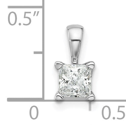 14K Weißgold Anhänger mit 0,5 ct. im Labor gezüchteten Diamanten VS/SI+ G+, Prinzess-Schliff, Vierzack-Fassung