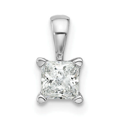 14K Weißgold Anhänger mit 0,5 ct. zertifiziertem, im Labor gezüchtetem Diamant VS/SI+ G+ im Princess-Schliff mit Vierzacken-Fassung