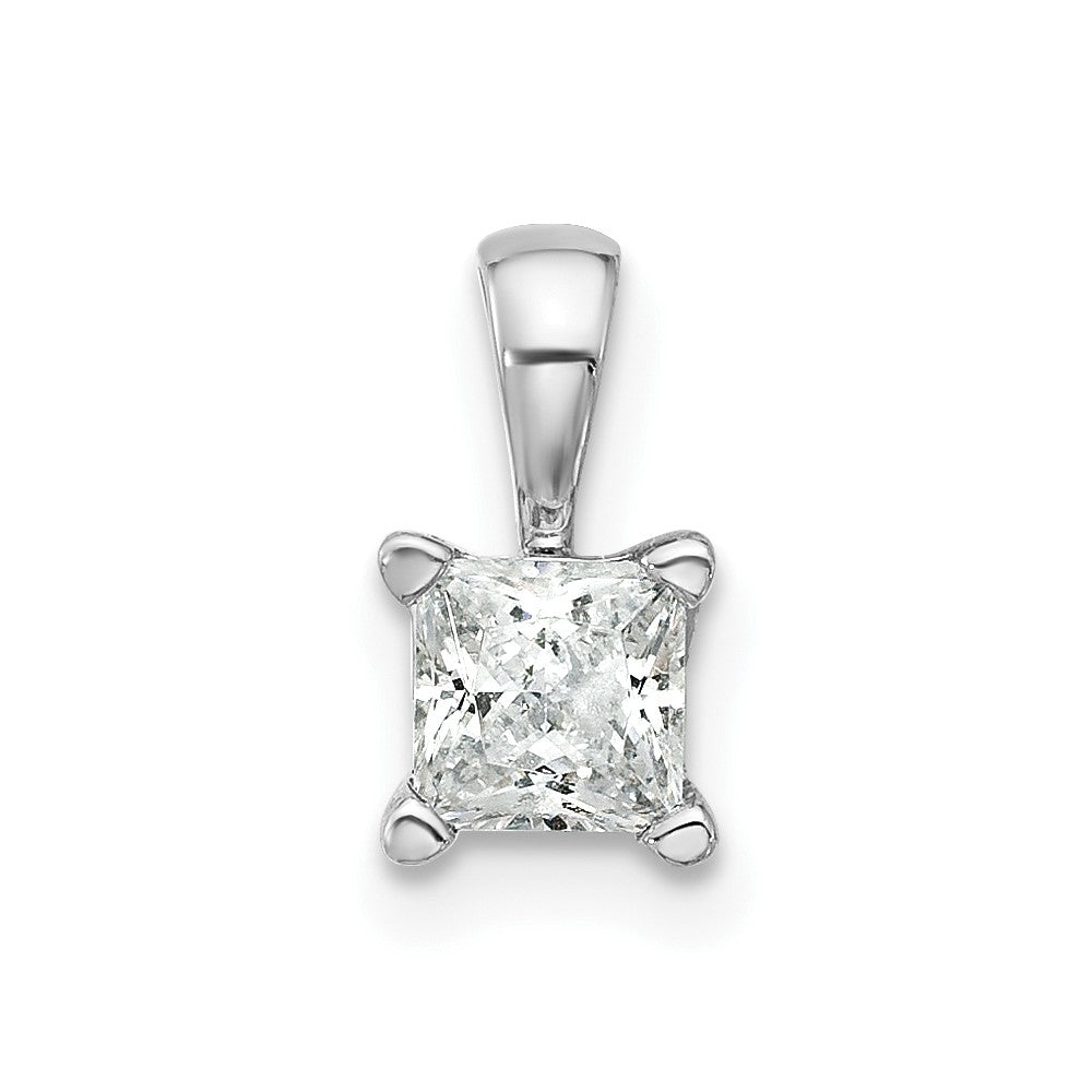 14K Weißgold Anhänger mit 0,5 ct. zertifiziertem, im Labor gezüchtetem Diamant VS/SI+ G+ im Princess-Schliff mit Vierzacken-Fassung