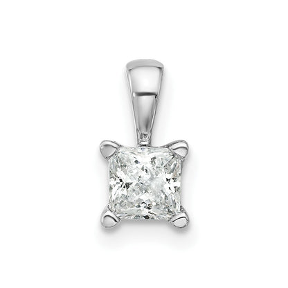 14K Weißgold Anhänger mit 0,5 ct. zertifiziertem, im Labor gezüchtetem Diamant VS/SI+ G+ im Princess-Schliff mit Vierzacken-Fassung