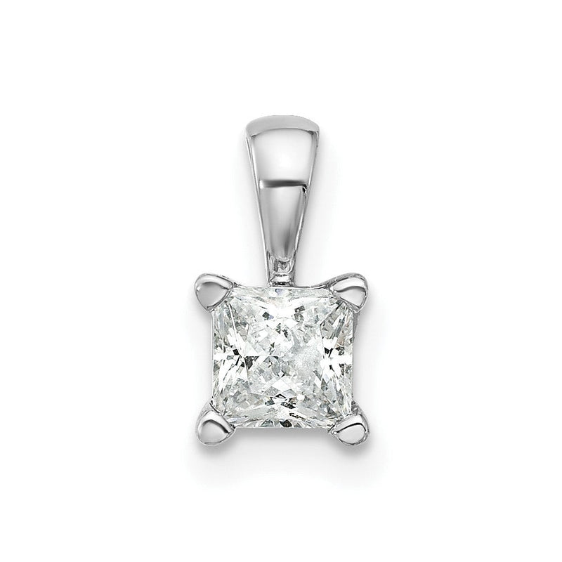 14K Weißgold Anhänger mit 0,5 ct. zertifiziertem, im Labor gezüchtetem Diamant VS/SI+ G+ im Princess-Schliff mit Vierzacken-Fassung