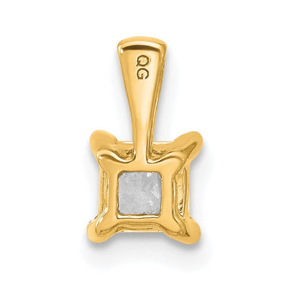 14 Karat Gelbgold 0,5 ct. zertifizierter, im Labor gezüchteter Diamant VS/SI+ G+ Princess-Schliff Anhänger mit Vierzackenfassung
