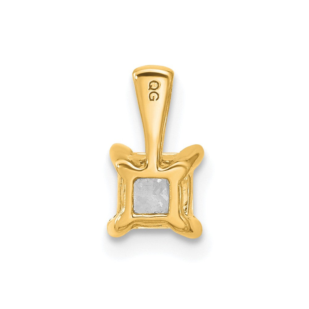 14 Karat Gelbgold 0,5 ct. zertifizierter, im Labor gezüchteter Diamant VS/SI+ G+ Princess-Schliff Anhänger mit Vierzackenfassung