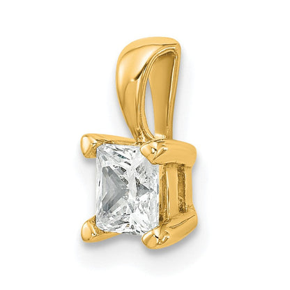 14 Karat Gelbgold 0,5 ct. zertifizierter, im Labor gezüchteter Diamant VS/SI+ G+ Princess-Schliff Anhänger mit Vierzackenfassung