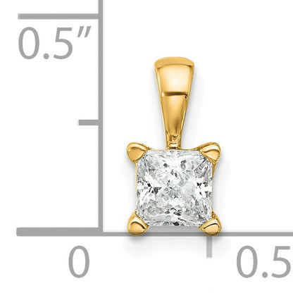 14 Karat Gelbgold 0,5 ct. zertifizierter, im Labor gezüchteter Diamant VS/SI+ G+ Princess-Schliff Anhänger mit Vierzackenfassung