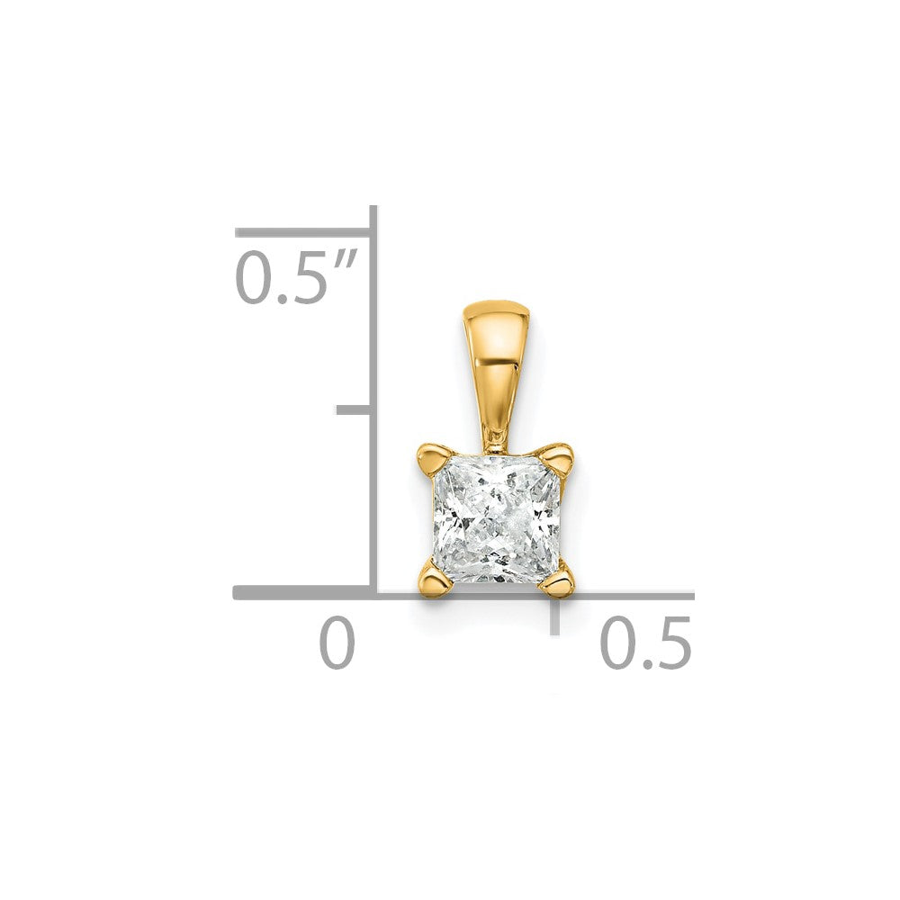 14K Gelbgold 0,5 ct. Laborgezüchteter Diamant VS/SI+ G+ Princess-Schliff Vierkrallen-Anhänger