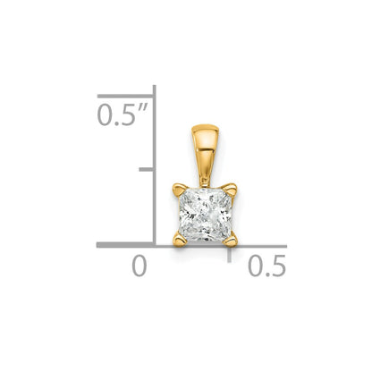 14K Gelbgold 0,5 ct. Laborgezüchteter Diamant VS/SI+ G+ Princess-Schliff Vierkrallen-Anhänger