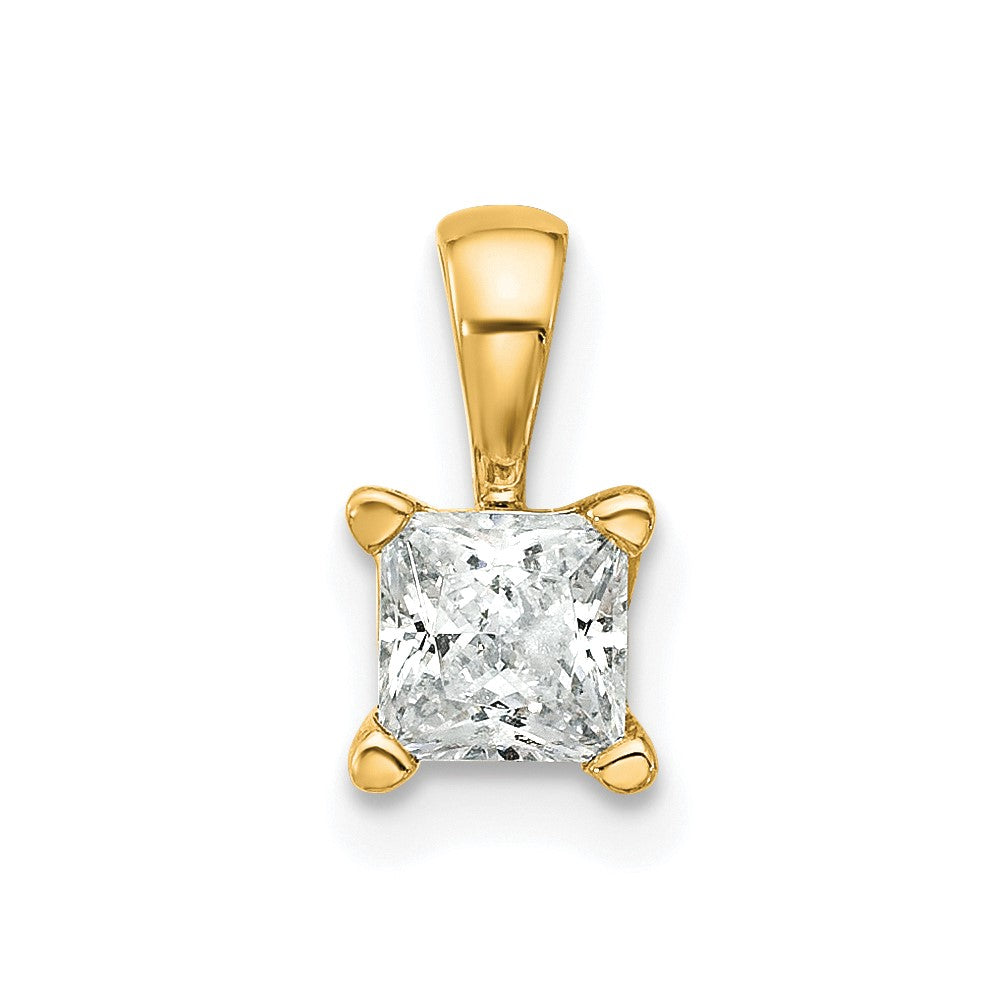 14K Gelbgold 0,5 ct. Laborgezüchteter Diamant VS/SI+ G+ Princess-Schliff Vierkrallen-Anhänger
