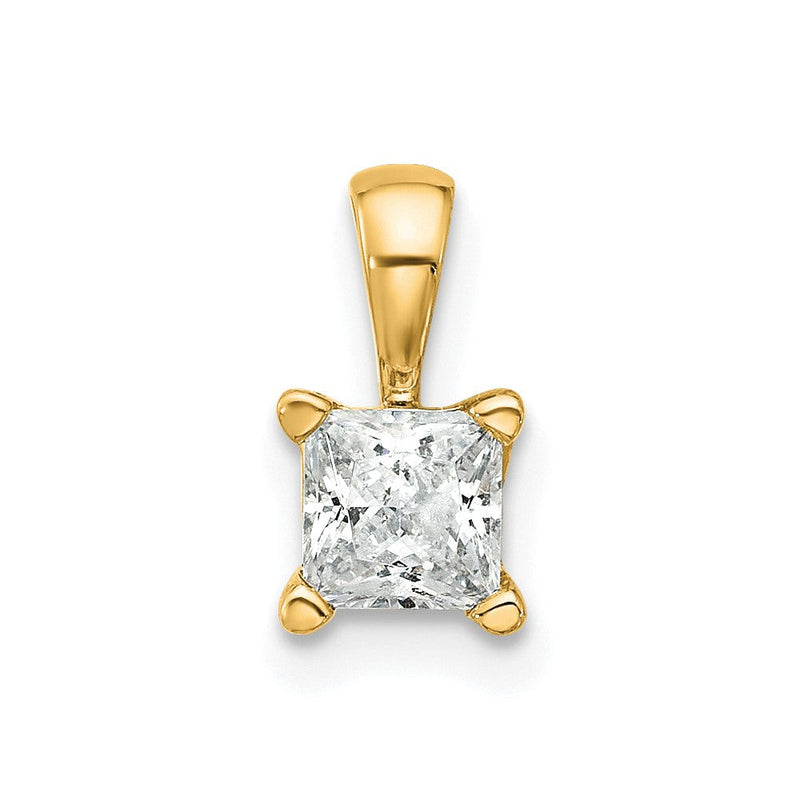 14K Gelbgold 0,5 ct. Laborgezüchteter Diamant VS/SI+ G+ Princess-Schliff Vierkrallen-Anhänger