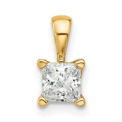 14 Karat Gelbgold 0,5 ct. zertifizierter, im Labor gezüchteter Diamant VS/SI+ G+ Princess-Schliff Anhänger mit Vierzackenfassung
