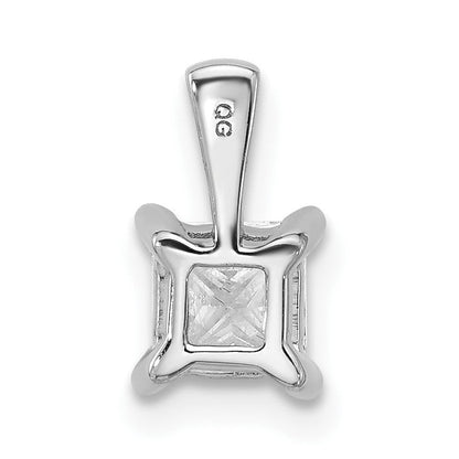 14K Weißgold Anhänger mit 0,75 ct. Labor Gezüchteten Diamanten VS/SI+ G+, Princess-Schliff, Vierkrappenfassung