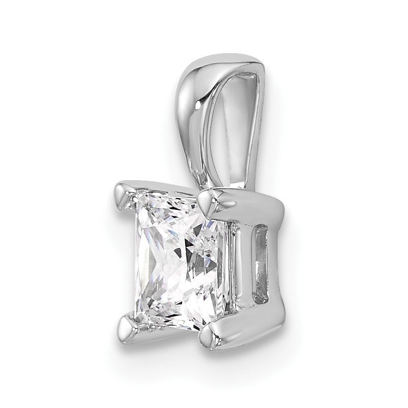 14K Weißgold Anhänger mit 0,75 ct. Labor Gezüchteten Diamanten VS/SI+ G+, Princess-Schliff, Vierkrappenfassung