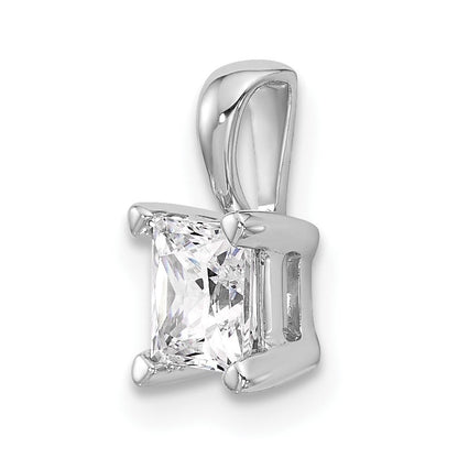 14K Weißgold Anhänger mit 0,75 ct. Labor Gezüchteten Diamanten VS/SI+ G+, Princess-Schliff, Vierkrappenfassung