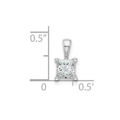 14K Weißgold Anhänger mit 0,75 ct. Labor Gezüchteten Diamanten VS/SI+ G+, Princess-Schliff, Vierkrappenfassung