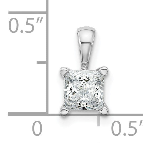 14K Weißgold Anhänger mit 0,75 ct. Labor Gezüchteten Diamanten VS/SI+ G+, Princess-Schliff, Vierkrappenfassung