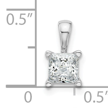 14K Weißgold Anhänger mit 0,75 ct. Labor Gezüchteten Diamanten VS/SI+ G+, Princess-Schliff, Vierkrappenfassung