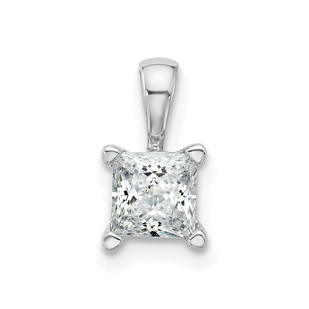 14K Weißgold 0,75 ct. zertifizierter, im Labor gezüchteter Diamant im Princess-Schliff VS/SI+ G+ Komplettanhänger mit Vierkrappenfassung