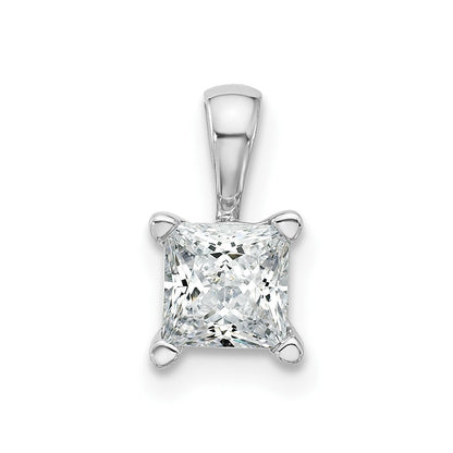 14K Weißgold 0,75 ct. zertifizierter, im Labor gezüchteter Diamant im Princess-Schliff VS/SI+ G+ Komplettanhänger mit Vierkrappenfassung