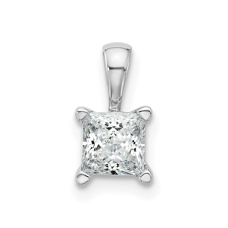 14K Weißgold 0,75 ct. zertifizierter, im Labor gezüchteter Diamant im Princess-Schliff VS/SI+ G+ Komplettanhänger mit Vierkrappenfassung