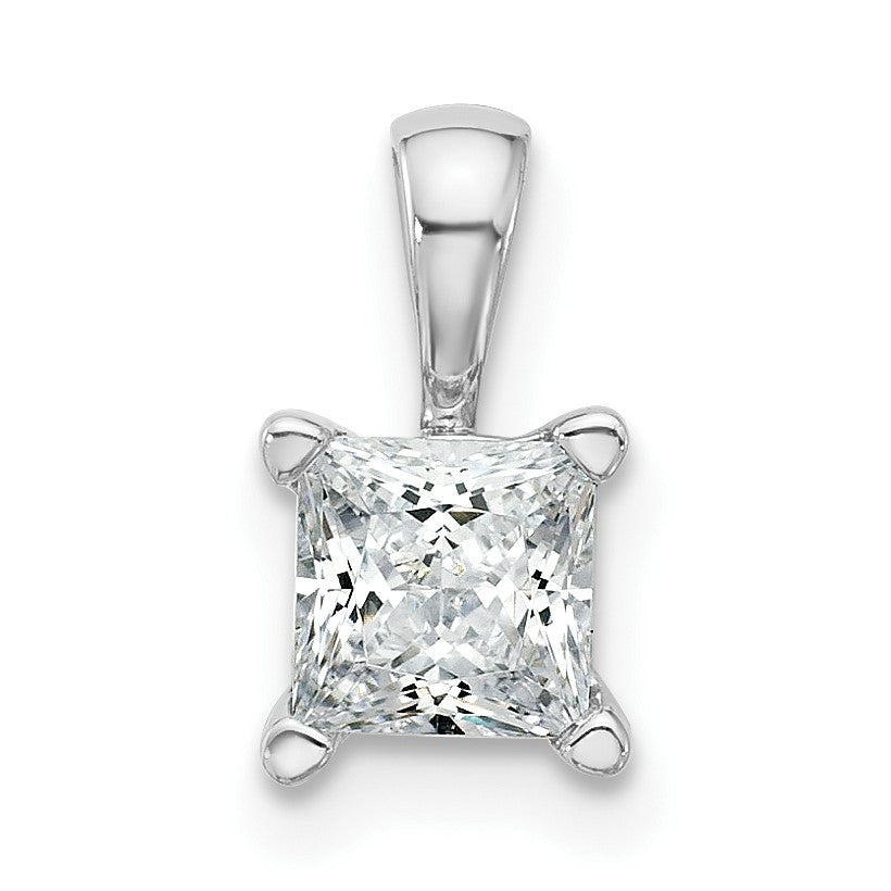 14K Weißgold Anhänger mit 0,75 ct. Labor Gezüchteten Diamanten VS/SI+ G+, Princess-Schliff, Vierkrappenfassung