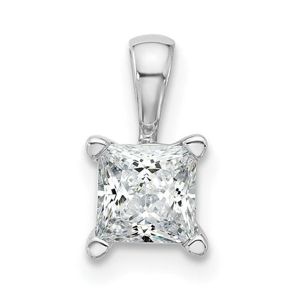 14K Weißgold Anhänger mit 0,75 ct. Labor Gezüchteten Diamanten VS/SI+ G+, Princess-Schliff, Vierkrappenfassung