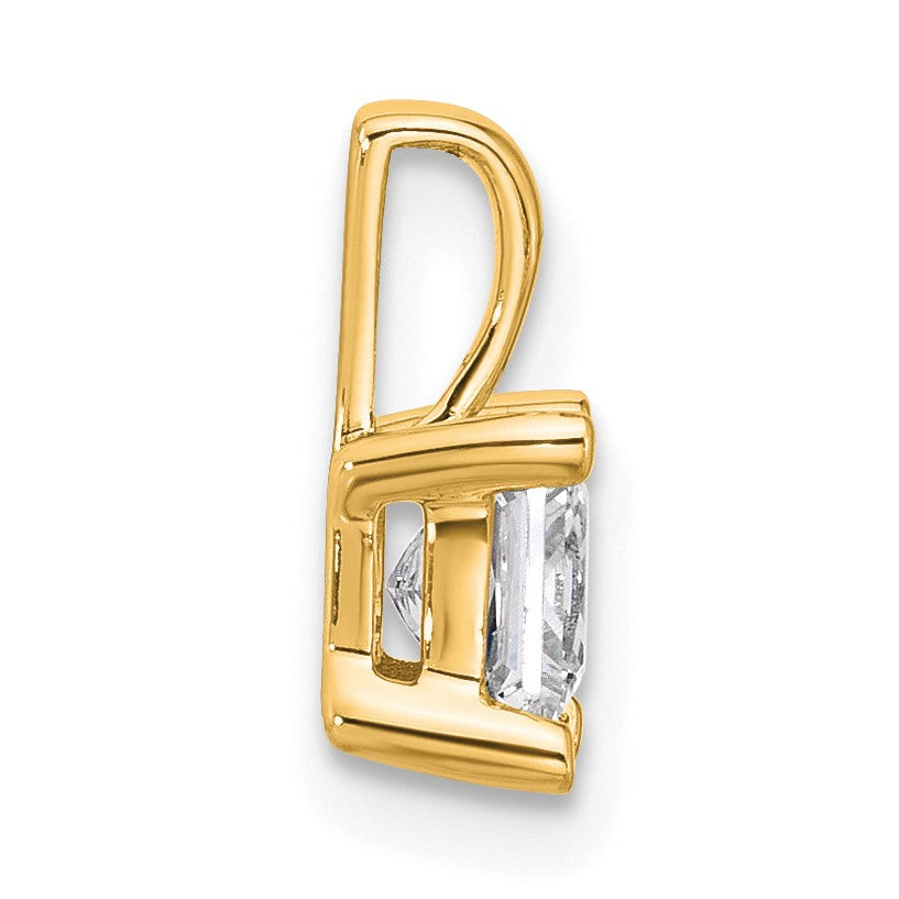 14K Gelbgold Anhänger mit 0,75 ct. Labor-gezüchteten Diamanten VS/SI+ G+ im Princess-Schliff, Vierkrallen-Fassung