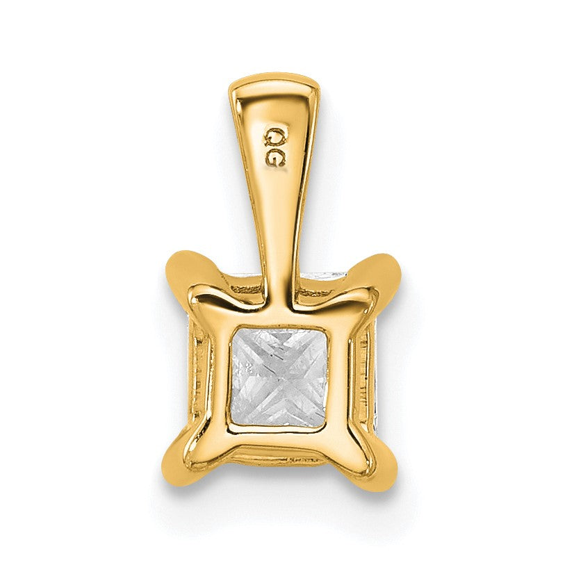 14K Gelbgold Anhänger mit 0,75 ct. Labor-gezüchteten Diamanten VS/SI+ G+ im Princess-Schliff, Vierkrallen-Fassung