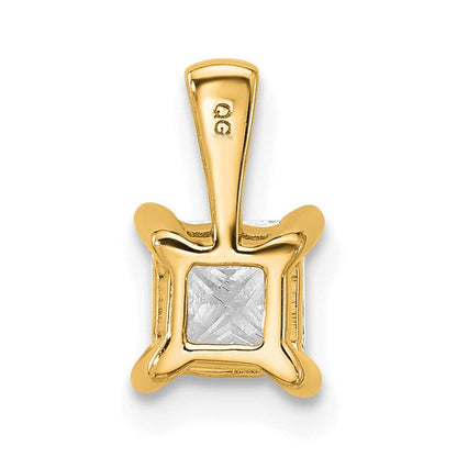 14K Gelbgold Anhänger mit 0,75 ct. Labor-gezüchteten Diamanten VS/SI+ G+ im Princess-Schliff, Vierkrallen-Fassung