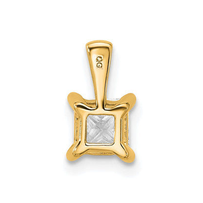 14K Gelbgold Anhänger mit 0,75 ct. Labor-gezüchteten Diamanten VS/SI+ G+ im Princess-Schliff, Vierkrallen-Fassung