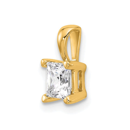14K Gelbgold Anhänger mit 0,75 ct. Labor-gezüchteten Diamanten VS/SI+ G+ im Princess-Schliff, Vierkrallen-Fassung