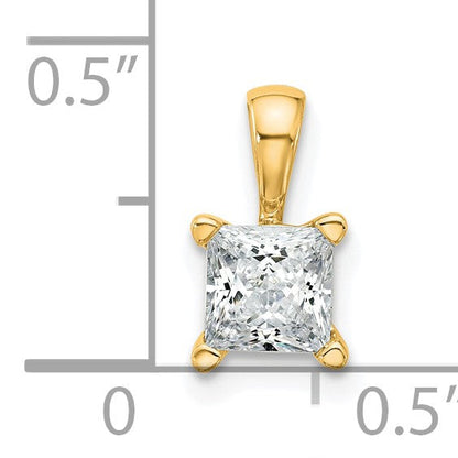 14K Gelbgold 0,75 ct. Zertifizierter im Labor Gezüchteter Diamant VS/SI+ G+ Princess-Schliff Vierkrappen-Anhänger