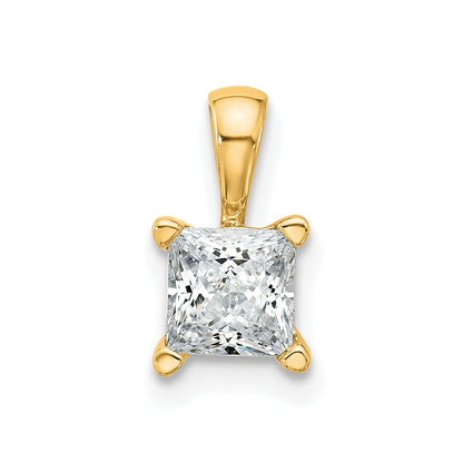 14K Gelbgold Anhänger mit 0,75 ct. Labor-gezüchteten Diamanten VS/SI+ G+ im Princess-Schliff, Vierkrallen-Fassung