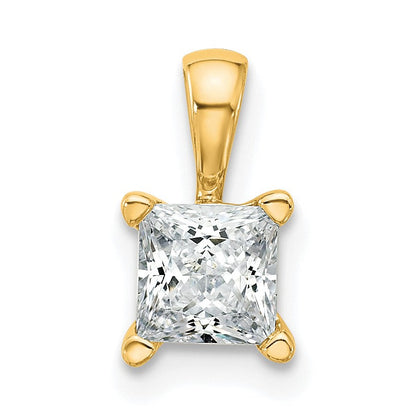 14K Gelbgold Anhänger mit 0,75 ct. Labor-gezüchteten Diamanten VS/SI+ G+ im Princess-Schliff, Vierkrallen-Fassung