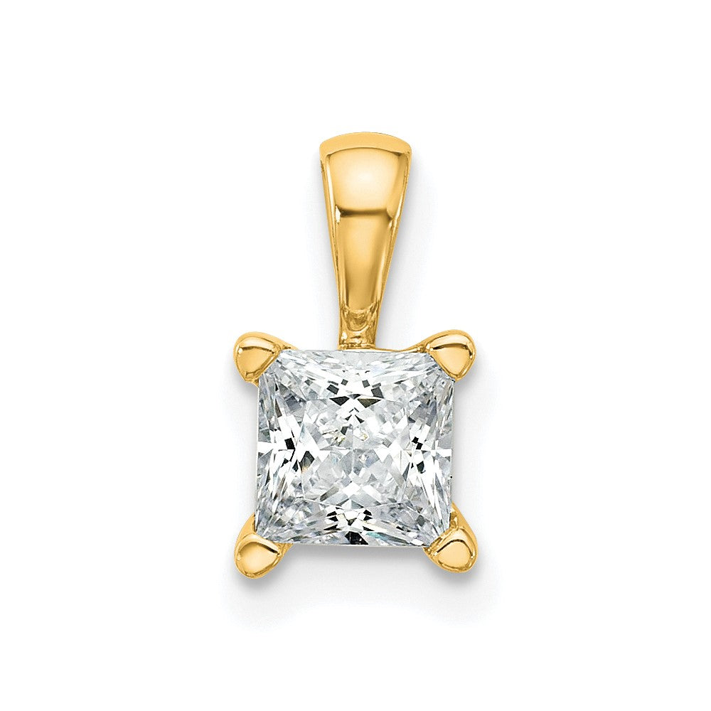 14K Gelbgold 0,75 ct. Zertifizierter im Labor Gezüchteter Diamant VS/SI+ G+ Princess-Schliff Vierkrappen-Anhänger