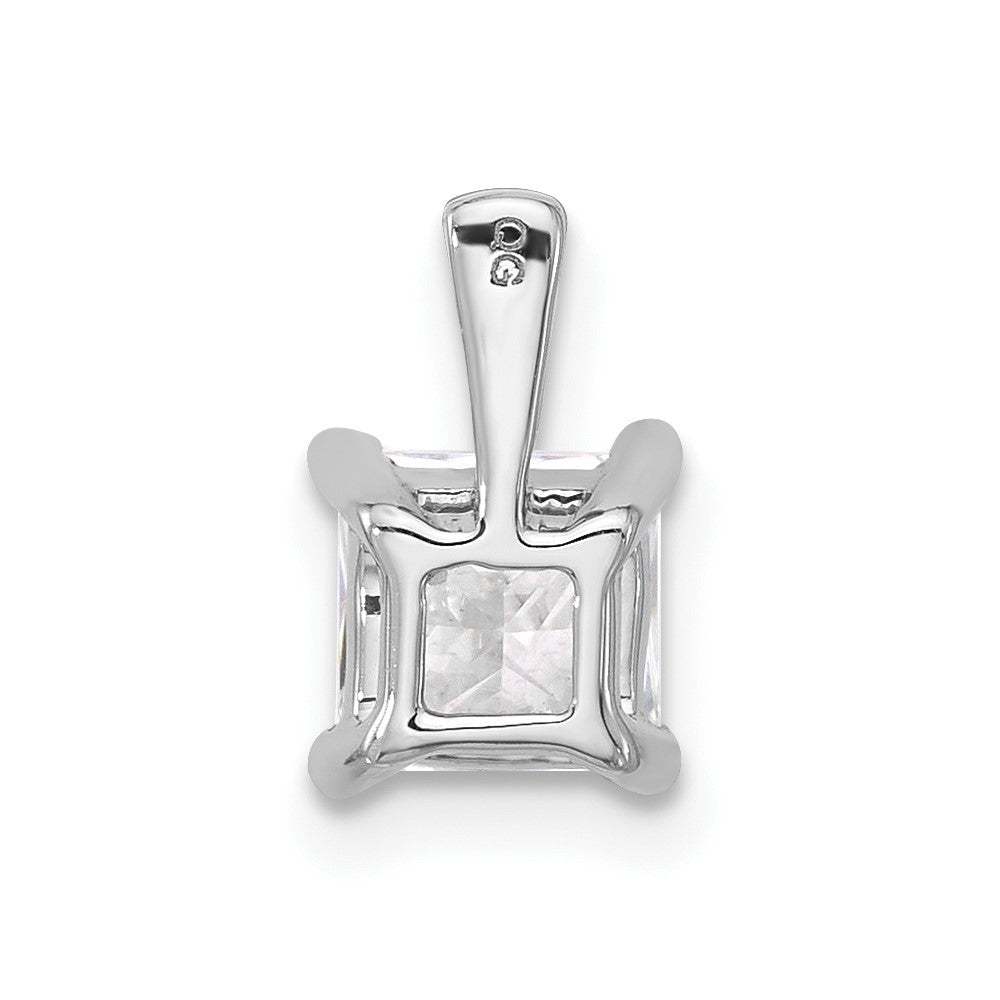 14K Weißgold Anhänger mit 1 ct. Labordiamant im Princess-Schliff, VS/SI+ G+, Vierkrappenfassung