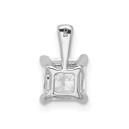14K Weißgold Anhänger mit 1 ct. Labordiamant im Princess-Schliff, VS/SI+ G+, Vierkrappenfassung