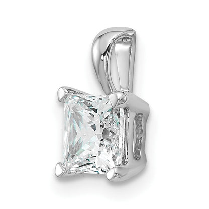14K Weißgold Anhänger mit 1 ct. Labordiamant im Princess-Schliff, VS/SI+ G+, Vierkrappenfassung