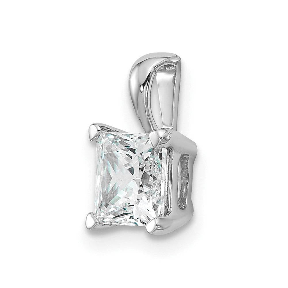 14K Weißgold Anhänger mit 1 ct. Labordiamant im Princess-Schliff, VS/SI+ G+, Vierkrappenfassung