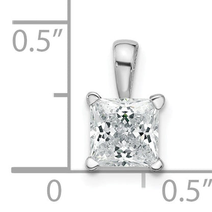 14K Weißgold Anhänger mit 1 ct. Labordiamant im Princess-Schliff, VS/SI+ G+, Vierkrappenfassung