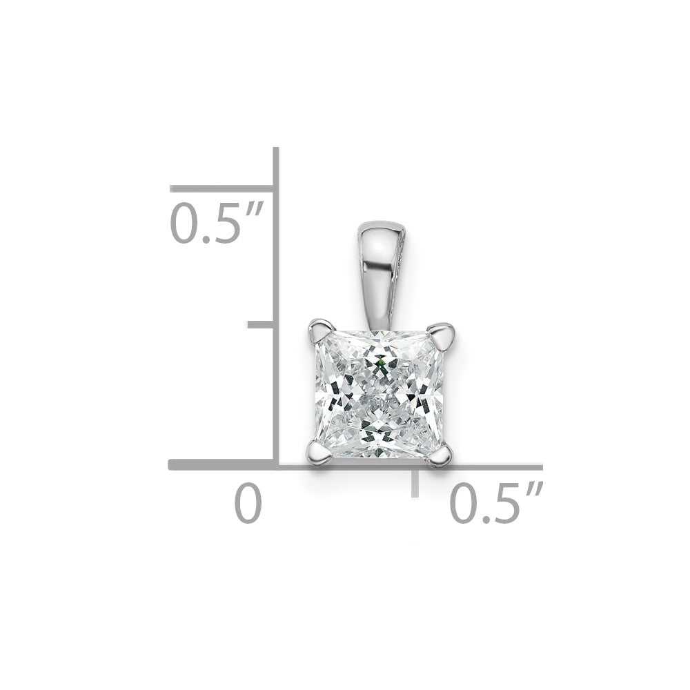 14K Weißgold Anhänger mit 1 ct. zertifiziertem, im Labor gezüchtetem Diamant VS/SI+ G+ im Prinzess-Schliff mit Vierkrappenfassung