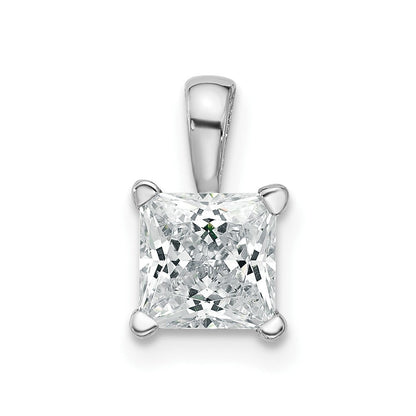 14K Weißgold Anhänger mit 1 ct. Labordiamant im Princess-Schliff, VS/SI+ G+, Vierkrappenfassung