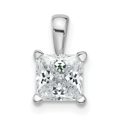 14K Weißgold Anhänger mit 1 ct. zertifiziertem, im Labor gezüchtetem Diamant VS/SI+ G+ im Prinzess-Schliff mit Vierkrappenfassung