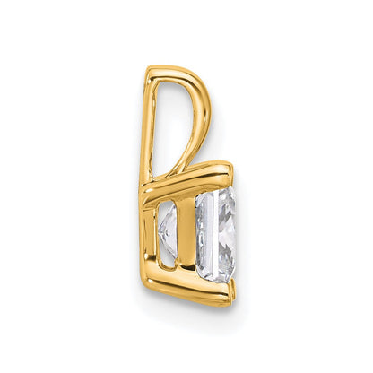14K Gelbgold Anhänger mit 1 ct. zertifiziertem, im Labor gezüchtetem Diamant VS/SI+ G+ im Prinzessschliff, komplette Vierkrappenfassung