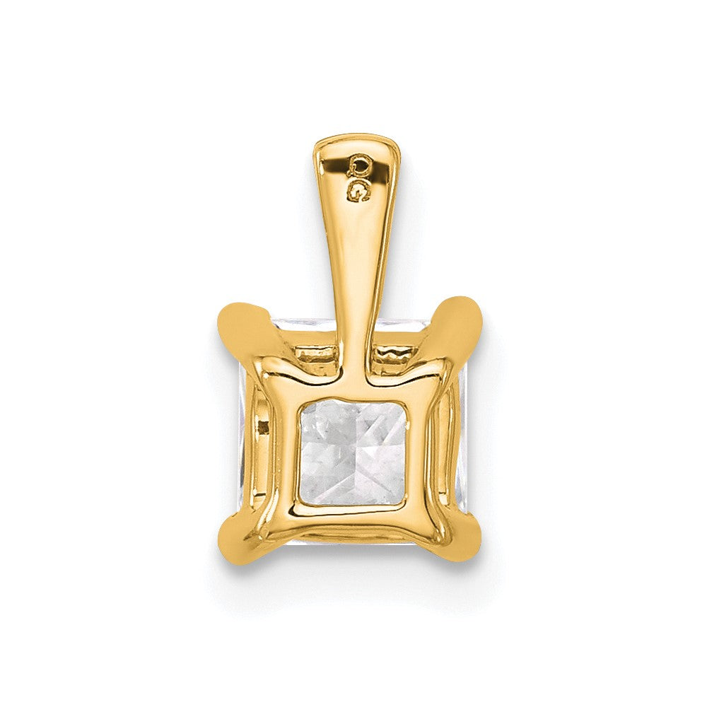 14K Gelbgold Anhänger mit 1 ct. zertifiziertem, im Labor gezüchtetem Diamant VS/SI+ G+ im Prinzessschliff, komplette Vierkrappenfassung