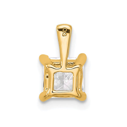 14K Gelbgold Anhänger mit 1 ct. zertifiziertem, im Labor gezüchtetem Diamant VS/SI+ G+ im Prinzessschliff, komplette Vierkrappenfassung