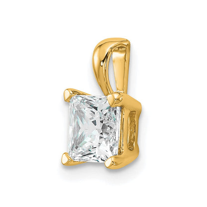 14K Gelbgold Anhänger mit 1 ct. zertifiziertem, im Labor gezüchtetem Diamant VS/SI+ G+ im Prinzessschliff, komplette Vierkrappenfassung