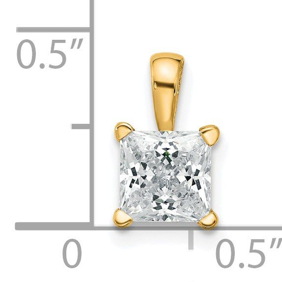 14K Gelbgold 1 ct. Laborgezüchteter Diamant VS/SI+ G+ Princess-Schliff Vierkrappen-Anhänger