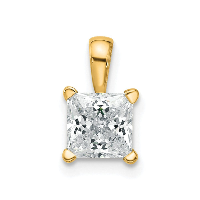 14K Gelbgold 1 ct. Laborgezüchteter Diamant VS/SI+ G+ Princess-Schliff Vierkrappen-Anhänger